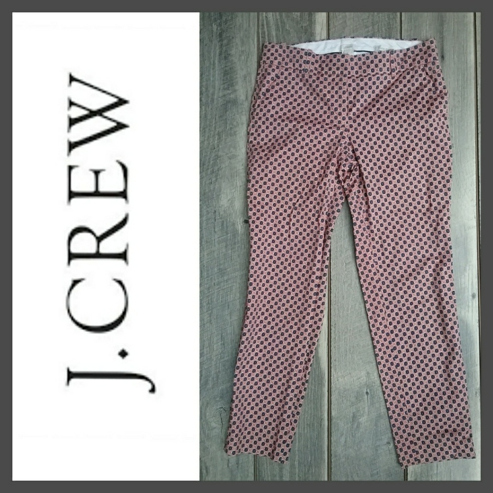 J.Crew Red Blue Kaleidoscope Dot Cafe Capri Pants